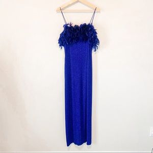 Alex evening Purple Feather bust glittery Sparkle maxi Formal Dress Size 16